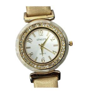 626 Chicos Genuine Leather Band Japan Movement Quartz Brown Marble Ladies Watch